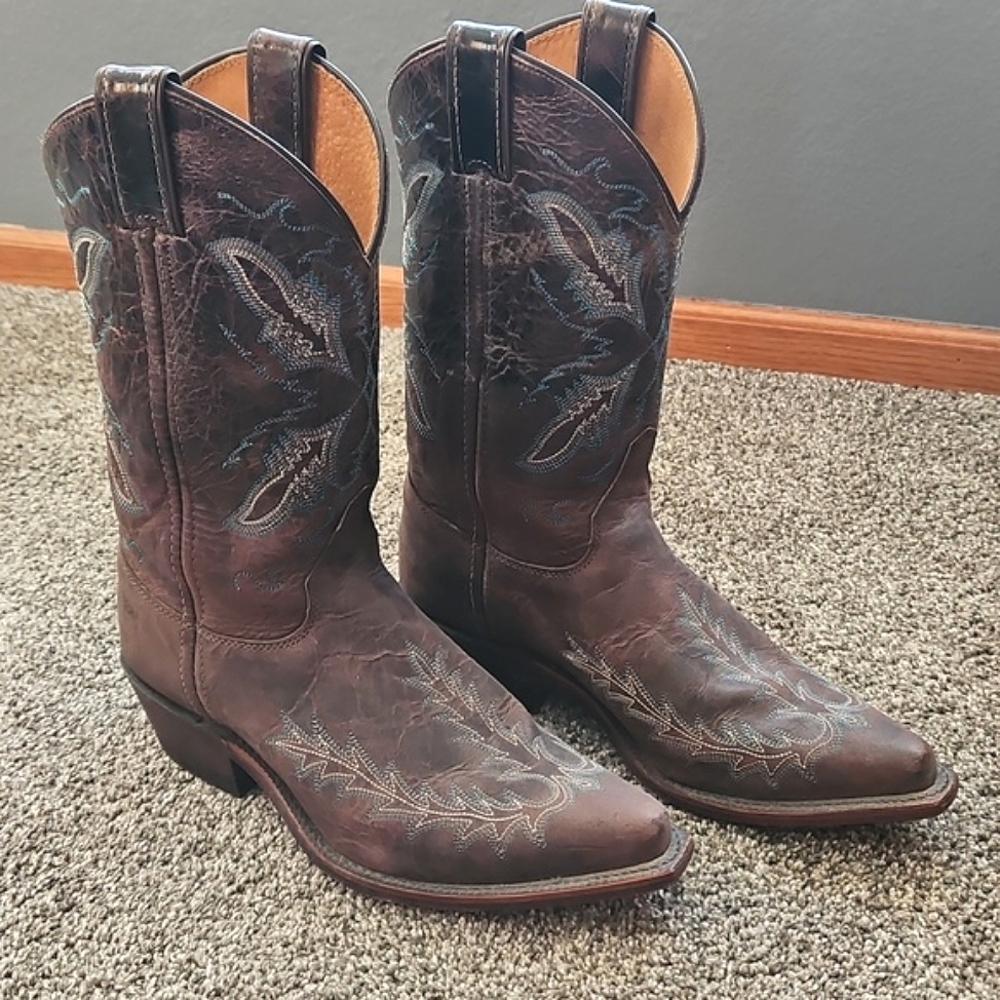 Justin Boots Brown and Blue Heeled Boots Size 7.5